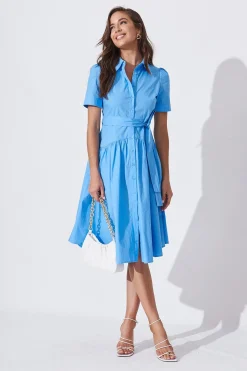Hot Annmarie Midi Shirt Dress In Blue Dresses|Casual
