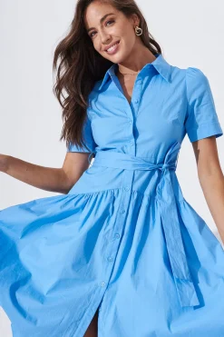 Hot Annmarie Midi Shirt Dress In Blue Dresses|Casual