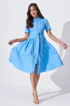 Hot Annmarie Midi Shirt Dress In Blue Dresses|Casual