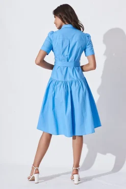 Hot Annmarie Midi Shirt Dress In Blue Dresses|Casual