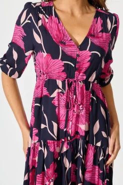 Clearance Apollo Dress in Navy with Pink Floral Dresses|Casual