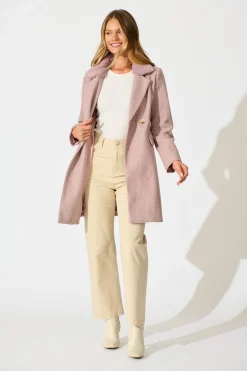 New Aretha Coat in Pink Marle Outerwear|Outerwear