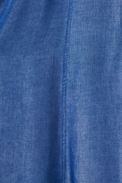 Fashion Aria Midi Shirt Dress in Blue Chambray Dresses|Casual