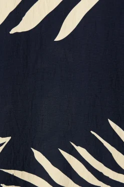 Fashion Aria Midi Skirt in Navy and Cream Leaf Print Bottoms|Skirts & Shorts