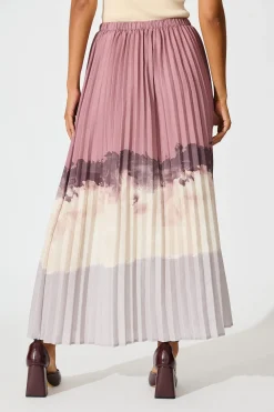 Sale Arizona Maxi Pleat Skirt in Multi Neutral Ombre Linen Blend Bottoms|Skirts & Shorts