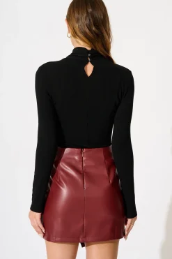 Best Ascend Leatherette Skirt in Wine Bottoms|Skirts & Shorts