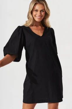 Clearance Ashlynn Dress In Black Cotton Dresses|Casual