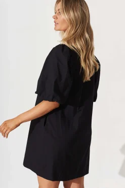 Clearance Ashlynn Dress In Black Cotton Dresses|Casual