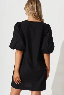 Clearance Ashlynn Dress In Black Cotton Dresses|Casual