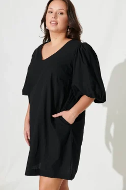 Clearance Ashlynn Dress In Black Cotton Dresses|Casual