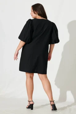 Clearance Ashlynn Dress In Black Cotton Dresses|Casual