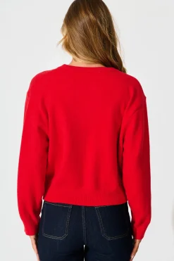 Sale Astrid Knit Cardigan In Red Wool Blend Knitwear|Knitwear