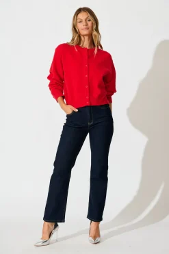 Sale Astrid Knit Cardigan In Red Wool Blend Knitwear|Knitwear