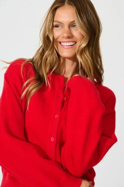 Sale Astrid Knit Cardigan In Red Wool Blend Knitwear|Knitwear