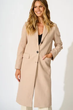 Clearance Athena Coat in Light Blush Herringbone Outerwear|Outerwear