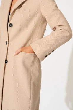 Clearance Athena Coat in Light Blush Herringbone Outerwear|Outerwear