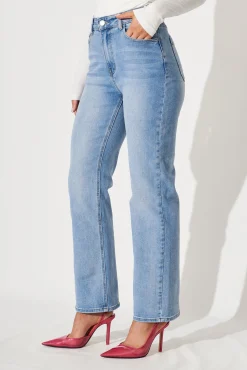 New Atwood High Rise Relaxed Leg Jean In Light Blue Denim Bottoms|Pants