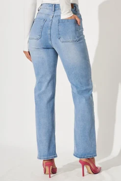 New Atwood High Rise Relaxed Leg Jean In Light Blue Denim Bottoms|Pants