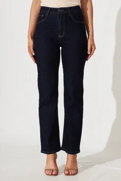 Hot Atwood High Rise Relaxed Leg Jean In Dark Blue Denim Bottoms