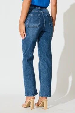 Fashion Atwood High Rise Relaxed Leg Jean in Mid Blue Denim Bottoms|Pants