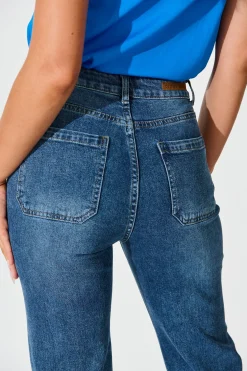 Fashion Atwood High Rise Relaxed Leg Jean in Mid Blue Denim Bottoms|Pants