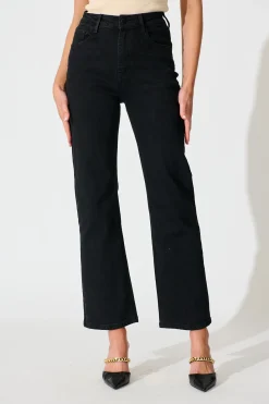 Fashion Atwood High Rise Relaxed Leg Jean in Black Denim Bottoms|Pants