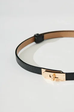 Sale Audrey Belt In Black With Gold Buckle PU Belts