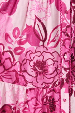 Clearance Audrey Maxi Shirt Dress in Pink Floral Dresses|Casual