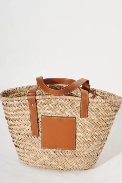 Hot August + Delilah Joscelin Straw Bag In Tan Bags