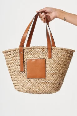 Hot August + Delilah Joscelin Straw Bag In Tan Bags