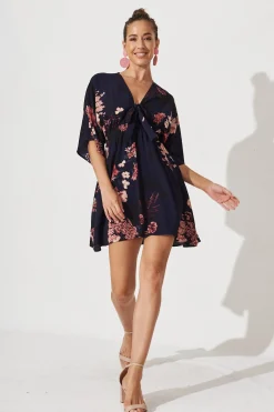 Outlet Ava Dress In Navy With Pink And Blush Floral Dresses|Casual