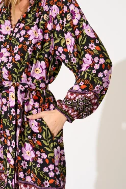 Discount Avalon Dress in Black Multi Floral Dresses|Casual