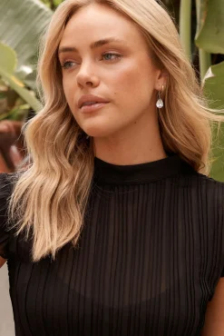 New Avis Hook Earrings in Silver with Diamante Jewellery
