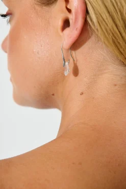 New Avis Hook Earrings in Silver with Diamante Jewellery