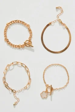 New Bambi Four Layered Bracelet In Gold With Pearlescent Clover Jewellery|Engagement Party