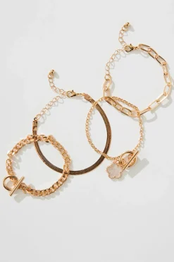 New Bambi Four Layered Bracelet In Gold With Pearlescent Clover Jewellery|Engagement Party