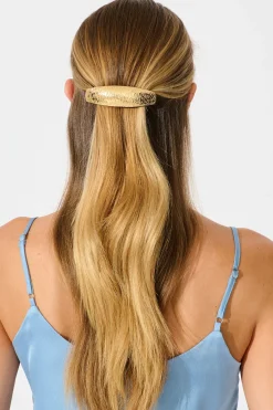 Clearance Barry Barrette Hair Clip in Textured Gold Hair Accessories