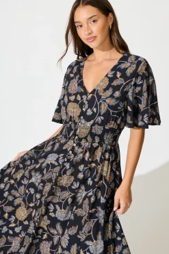Outlet Beatrice Maxi Dress in Black Floral Dresses|Casual