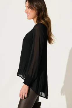Sale Beau Top In Black Chiffon Tops