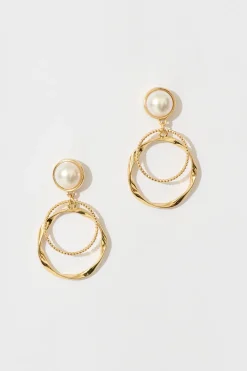 Discount Beaumont Drop Earrings In Gold With Pearl Jewellery