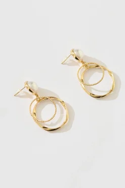 Discount Beaumont Drop Earrings In Gold With Pearl Jewellery