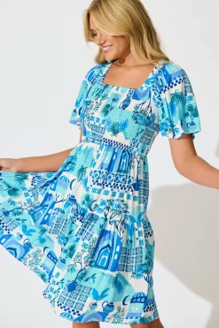 New Beguile Dress in Blue Multi Dresses|Casual