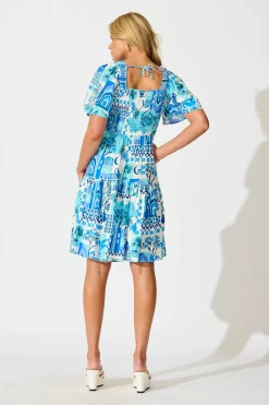 New Beguile Dress in Blue Multi Dresses|Casual