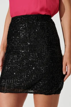 Discount Bejeweled Skirt In Black Sequin Bottoms|Skirts & Shorts