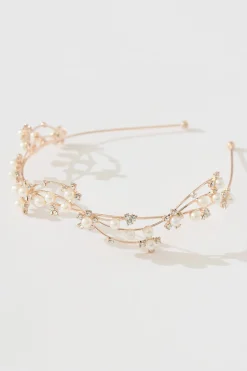 Discount Belle Headband in Rose Gold with Pearl and Diamante Hair Accessories|Wedding Guest