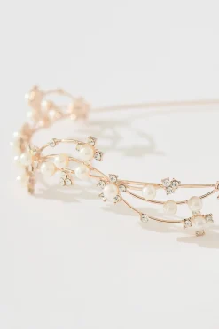Discount Belle Headband in Rose Gold with Pearl and Diamante Hair Accessories|Wedding Guest