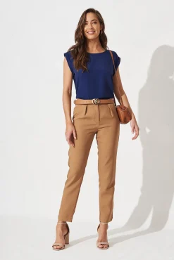 Clearance Belt In Brown With Double Gold Ring Buckle Belts