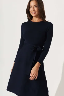 Hot Bensaidy Midi Knit Dress In Navy Dresses|Knitwear