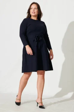 Hot Bensaidy Midi Knit Dress In Navy Dresses|Knitwear
