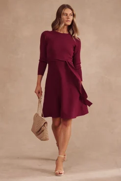 Best Bensaidy Midi Knit Dress In Wine Dresses|Knitwear